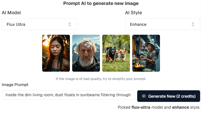 Screenshot of CopyCopter's re-generate image feature.